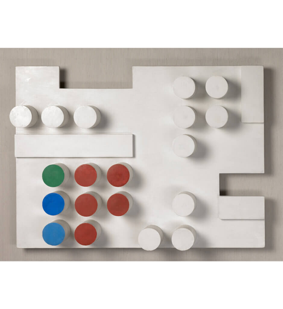 Relief rectangulaire, rectangles découpés, rectangles appliqués et cylindres surgissants <br>(Rectangular Relief with Cutout Rectangles, Applied Rectangles and Rising Cylinders)