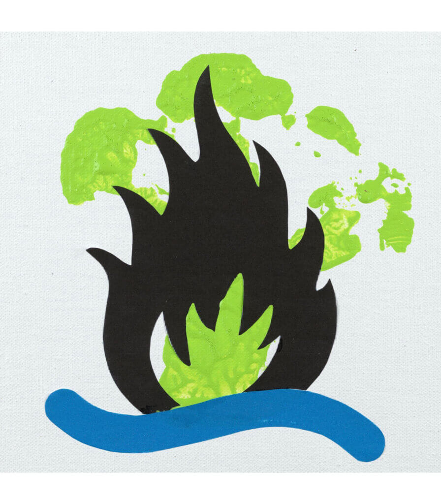 Work No. 2976 <br>Broccoli on water on fire