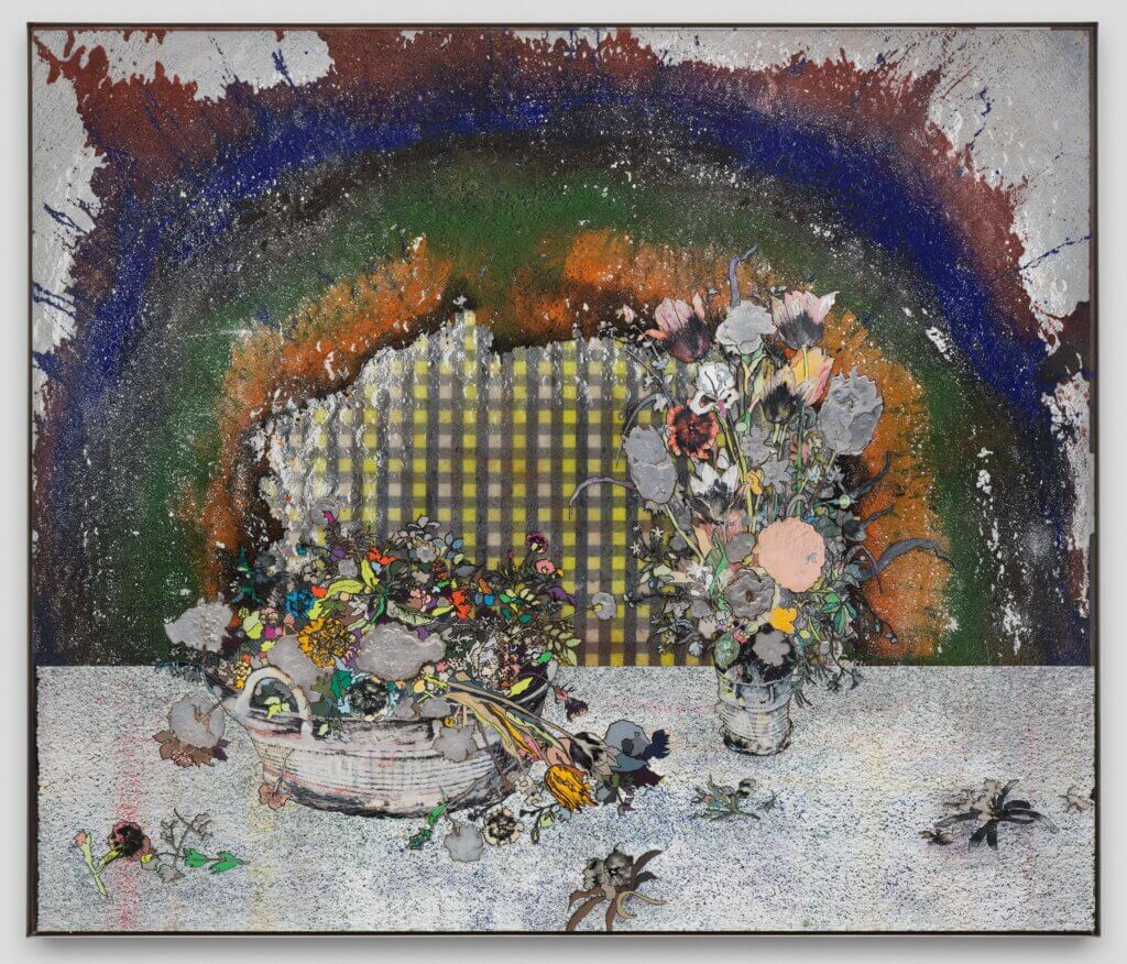 Two Bouquets in the interstitial space between a suburban bedroom and the moon