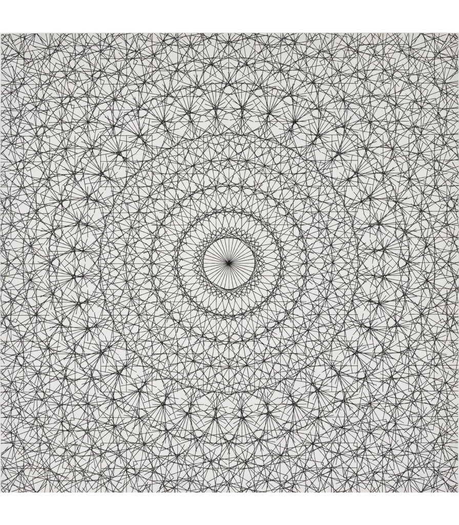 36 trames de tirets pivotées au centre (36 Grids of Dashes Rotated at the Centre)