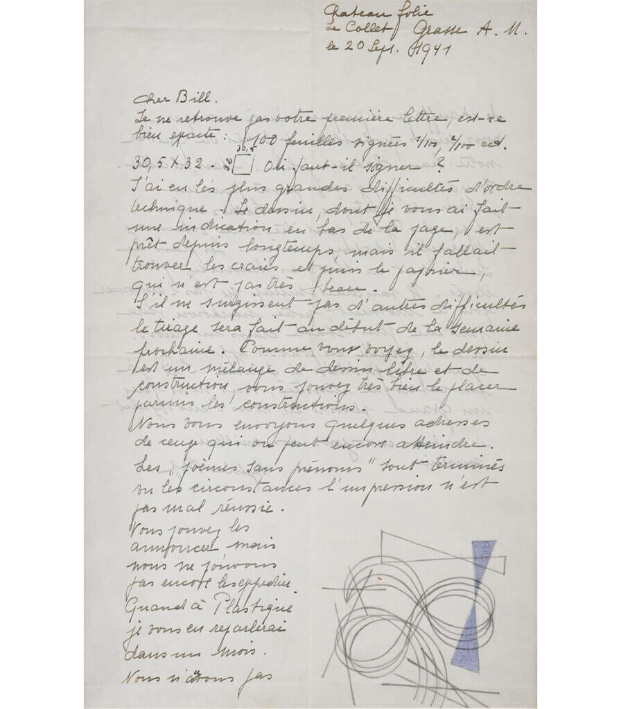 Letter written by Sophie Taeuber-Arp to Max Bill