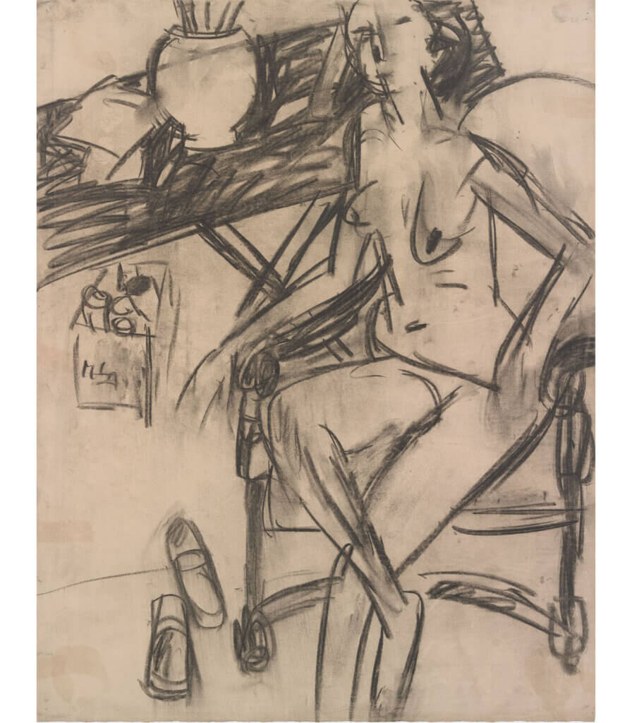 Seated Nude, Slippers on Floor