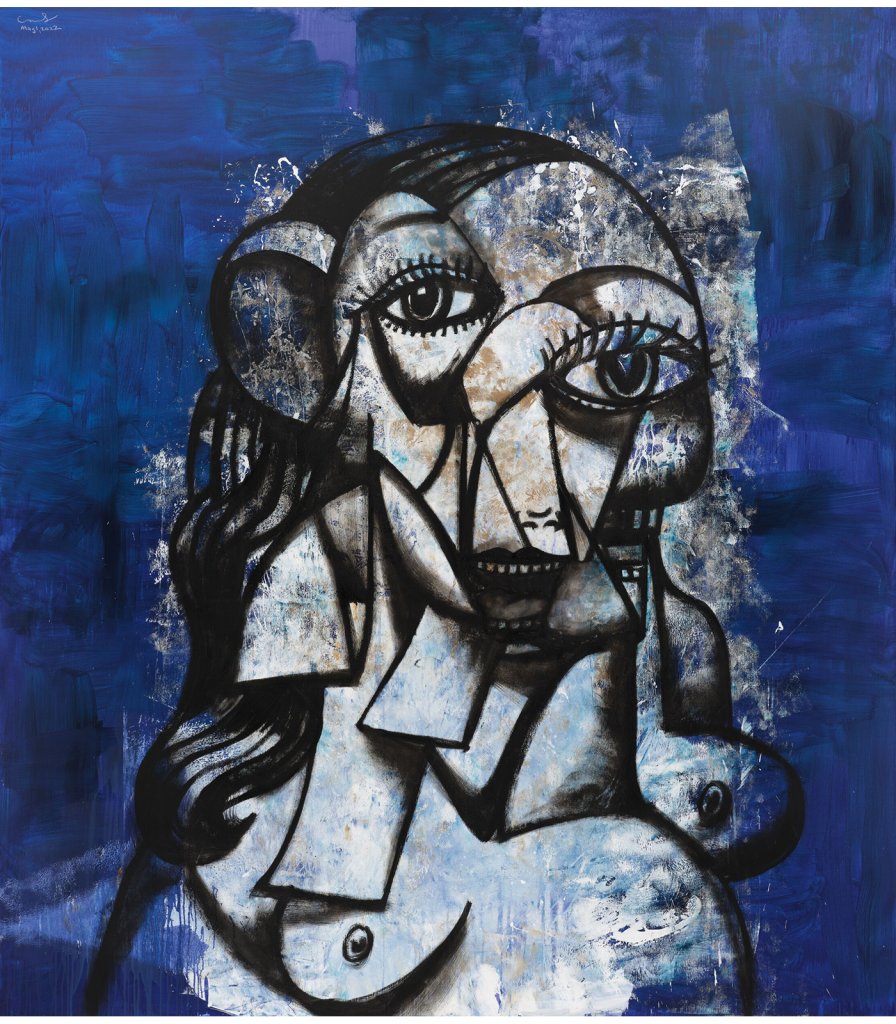 Transitional Portrait in Blue and White