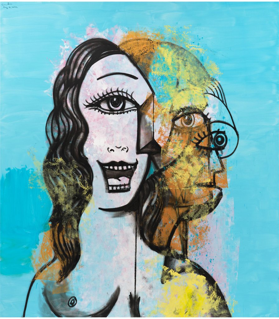 Transitional Portrait in Turquoise and Gold